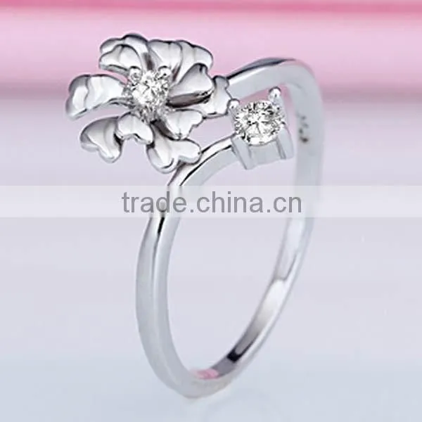 Fashion jewelry freshness style beautiful flower design 925 sterling silver rings