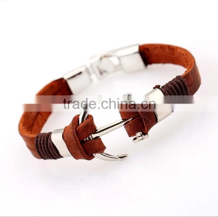 Simple leather bracelet charms bracelet