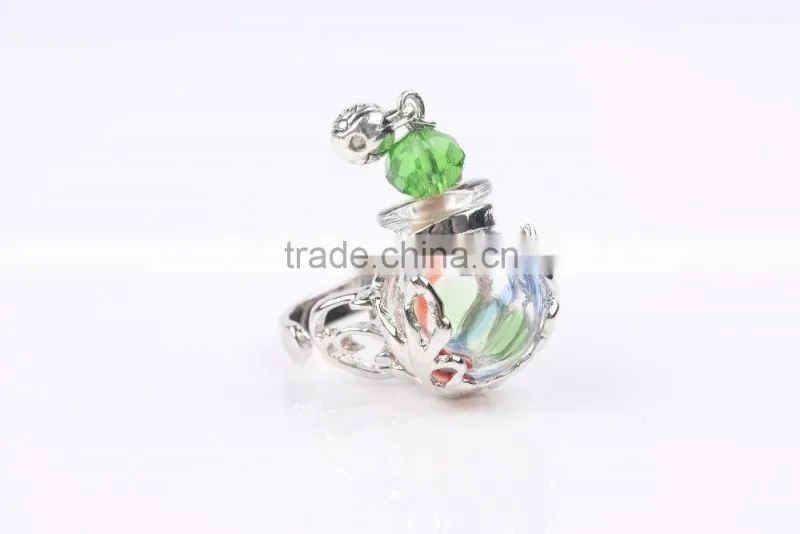 Wholesale Stripe Clear Mini Glass Bottle Fragrance Perfume Ring Essential Oil Rings for Women