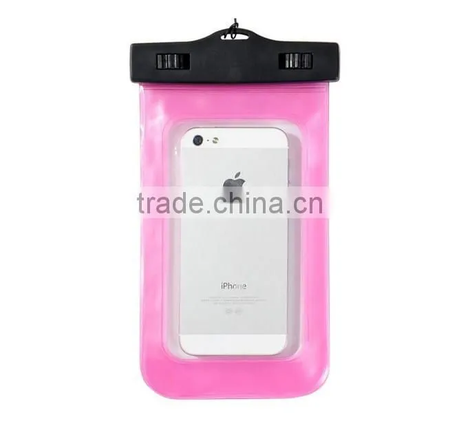 Guangdong custom fashion pink and black Smart pvc waterproof bag for mobile phone with arm belt