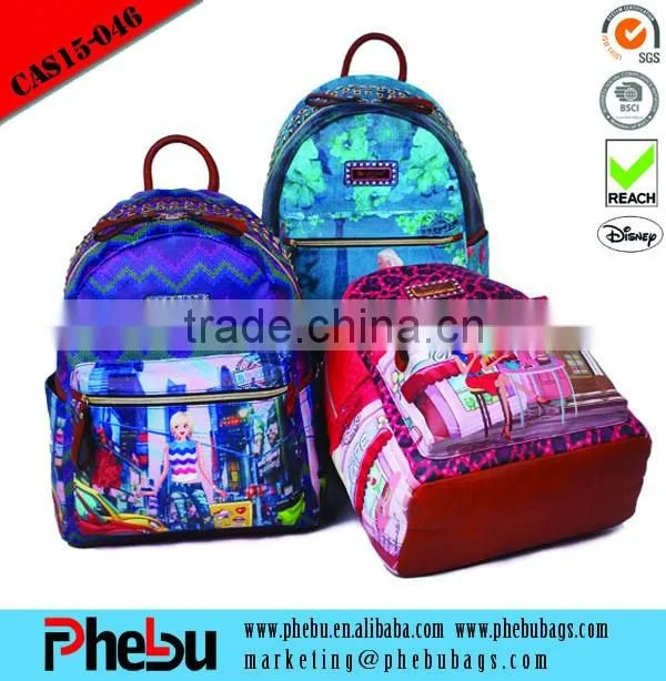 Hand-fringed vintage canvas drawstring backpack(CAS15-044)