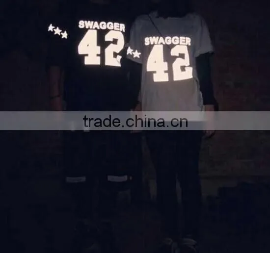 Customized design fashionable colorful outdoor streets Reflective T-shirt 100%cotton Eco-friendly Unisex Wholesale