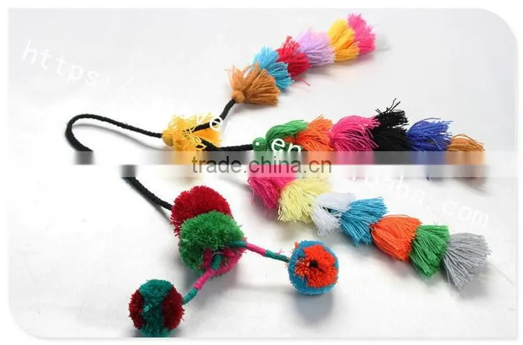 Hot selling colorful pom pom ball cotton tassel cord for decoration