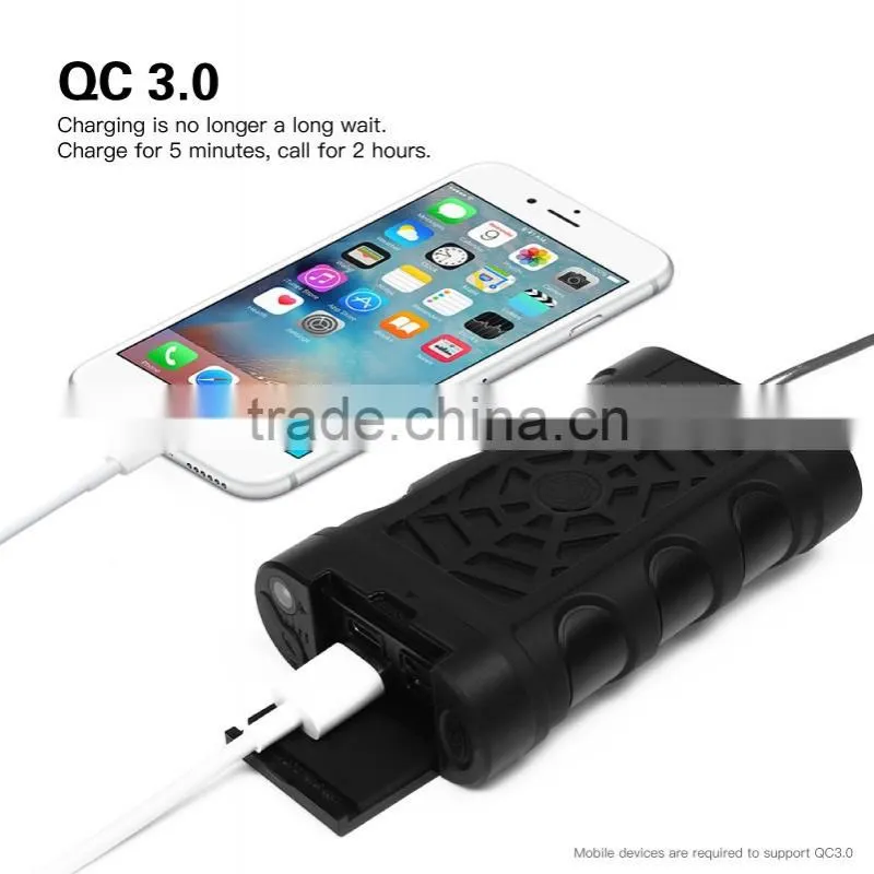Solar waterproof 10000mA mobile power bank with LED light