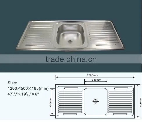 Cheap 120*50cm stainless steel kitchen sink for restaurants