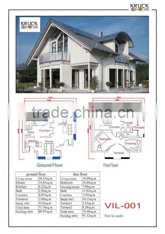 CE light steel structure villa