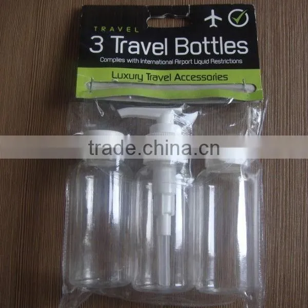 2014 best sell plastic travel bottle set for cosmetic