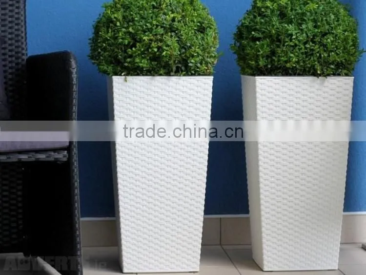 Wholesale elegant white resin wicker decorative indoor plant pots