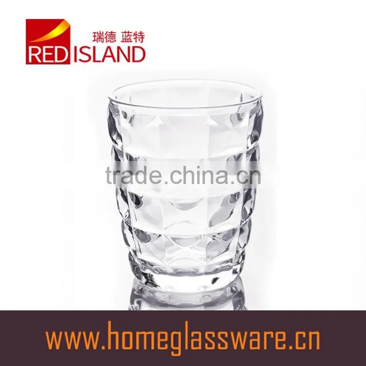 350ml clear glass cup with embossed letter for drinking