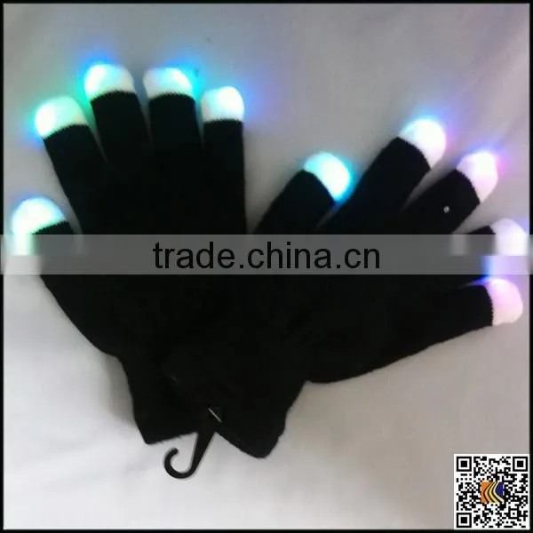 Wholesale LED light gloves, black acrylic touch screen gloves, custom fashion black gloves