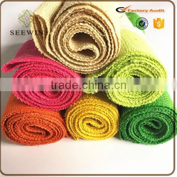 color dyed environmental hotsale natural jute table runner with white lace