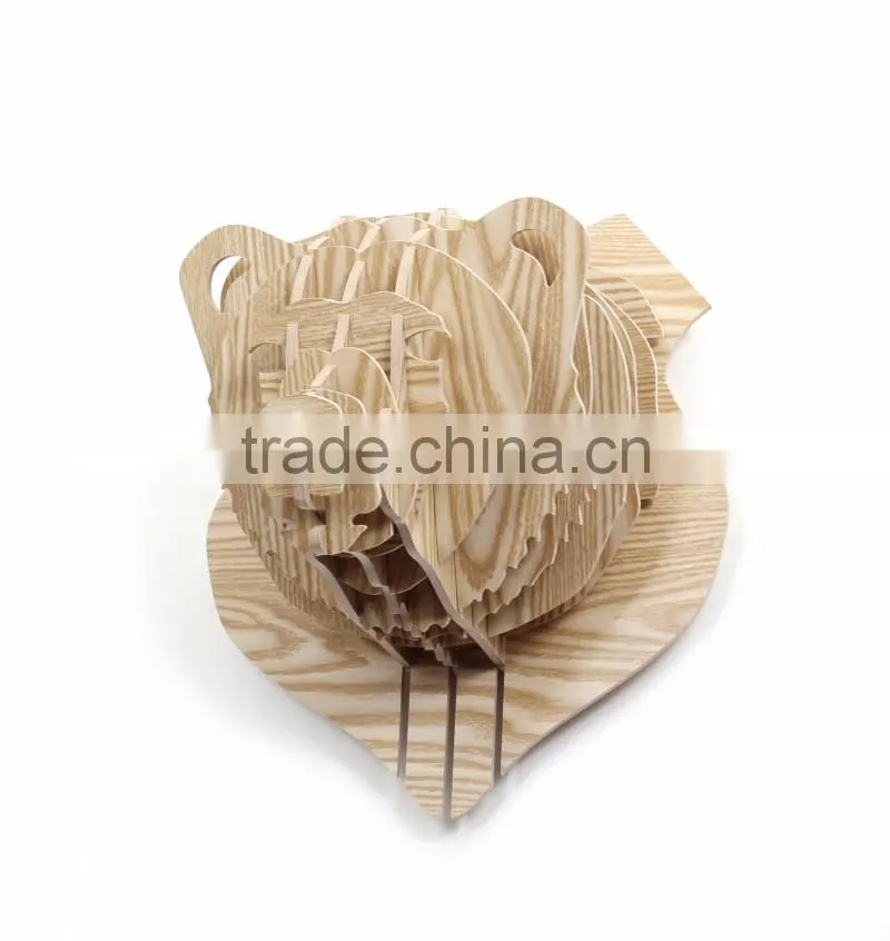 Wall hanging wood crafts bear head decoration