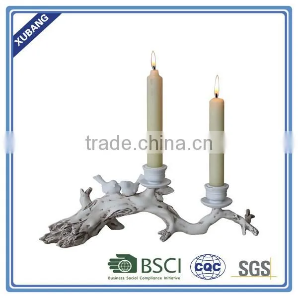 poly resin wholesale high quality Twin bird candle holder