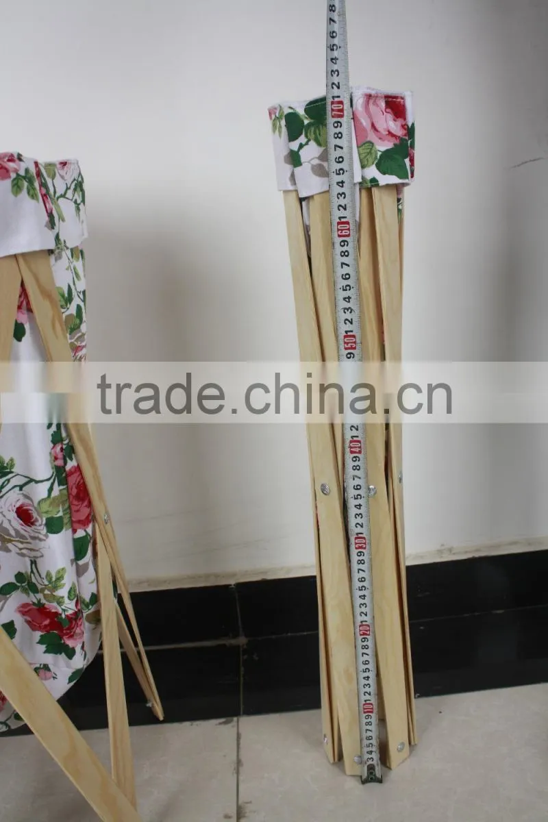 houseware foldable natural wooden frame canvas laundry bag