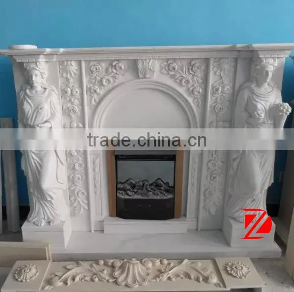 white stone statue fireplace