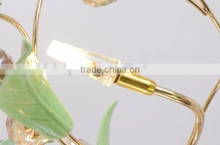 Royal Exquisite Handmade Porcelain and Crystal Green Floral Chandelier for Dining Room BF12-04284b