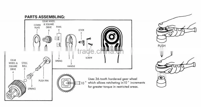 60 Teeth One Hand Switch Ratchet Wrench Handle