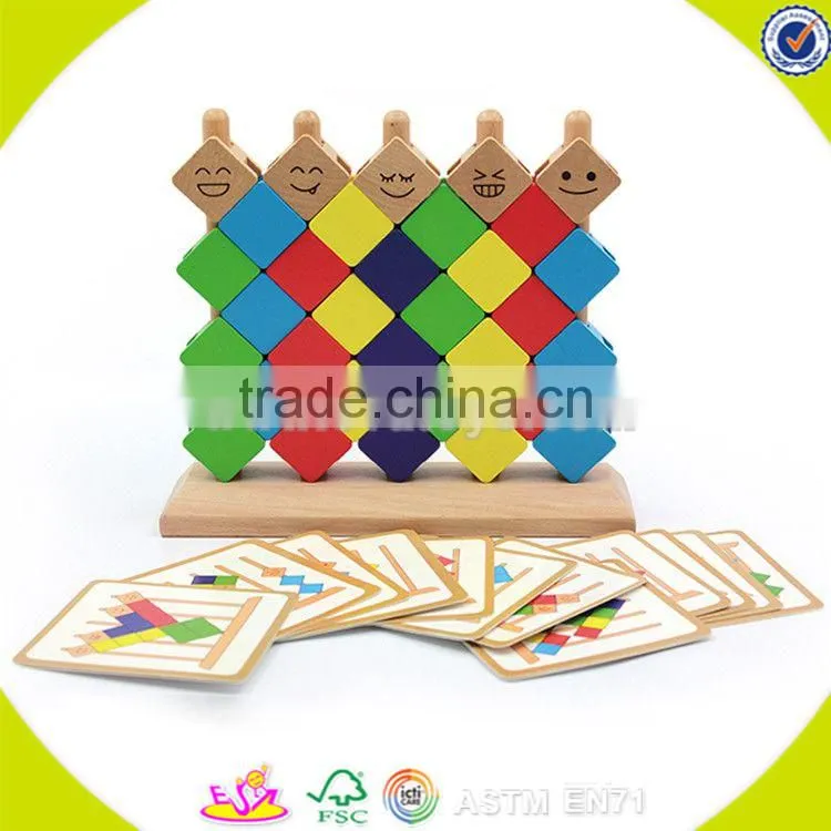 wholesale intelligent baby wooden stacking blocks game funny kids wooden stacking blocks game toy bring fun W13D054
