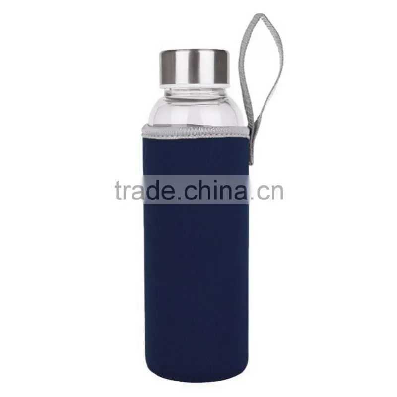 Hot Selling New Clear Glass Sport Water Bottle With Protective Bag 360ml/550ml Fruit Outdoor Bike Bottles Excellent Qualtiy