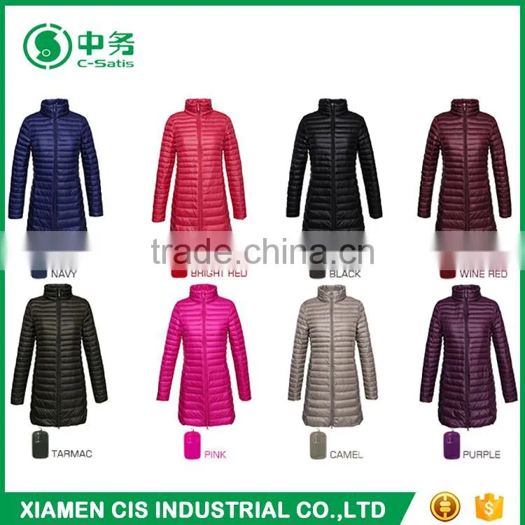 Hot Sale European Style Multi Color Lightweight Lady Winter Long Down Jacket