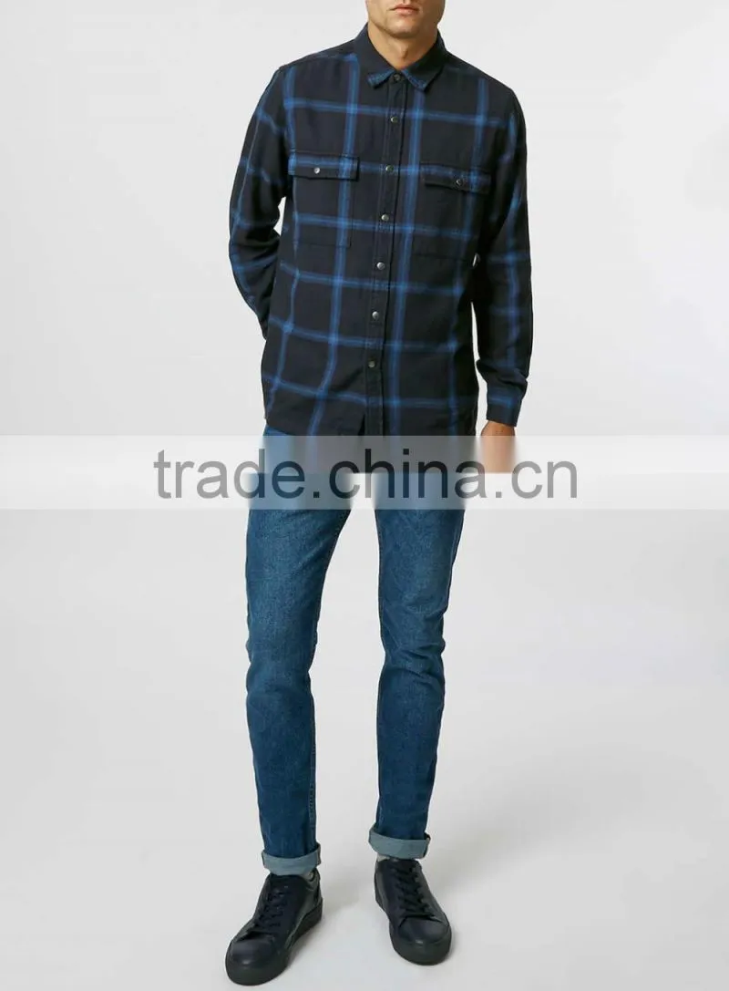 Wholesale custom long sleeve fashion plaid man shirt