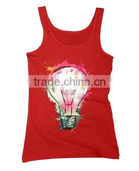 Alibaba china custom 100 cotton muscle printed tank top wholesale