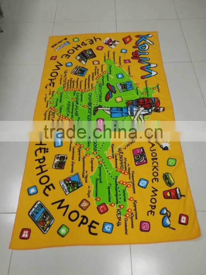 China factory soft quality custom print microfiber fabric beach towel