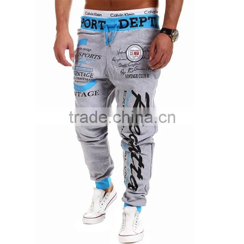 2016 men jogger pants customized Grey with drawstring latest design