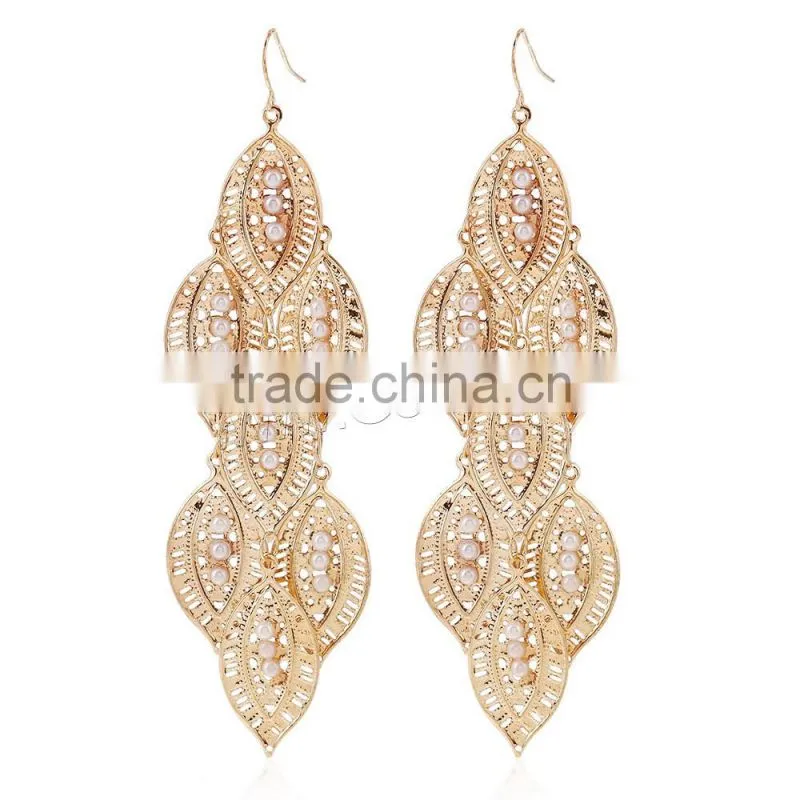 fashion geometric Plastic Pearl Zinc Alloy Earring dubai gold jewelry earring