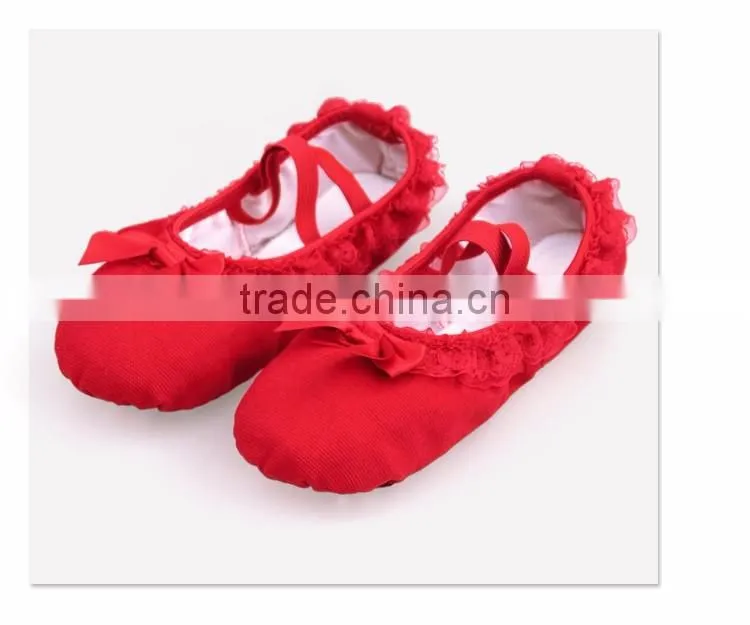 New Fashion Girls Canvas Soft Sole Lace Shoes Children Kids Ballet Dance Shoes