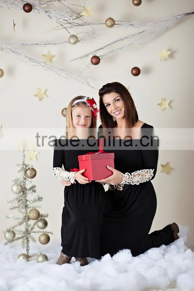 mommy and me maxi dresses lace fabric ladies one piece black dress