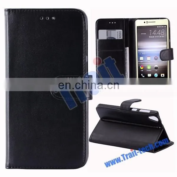 Paypal Accepted Glossy Wallet Magnetic Flip Stand PC+ PU Leather Case for HTC Desire 728 with Card Holder