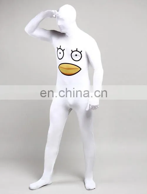 Unisex Adult White Morph Suits Duck Chicken Print Cosplay Party Costume