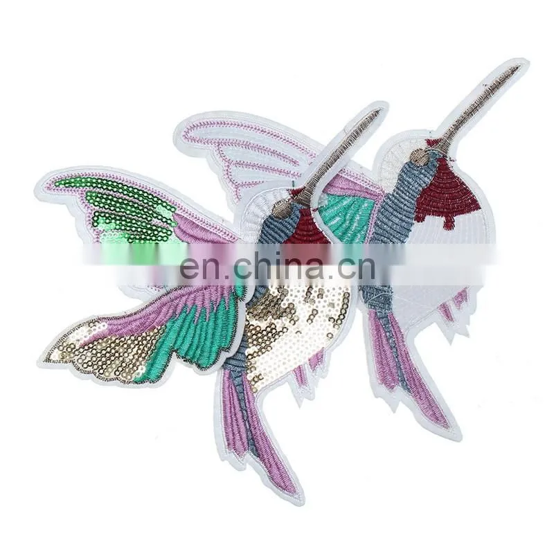 2017 Hot Sale Fashion Applique Embroidery Bird Patch with Sequins and Beads