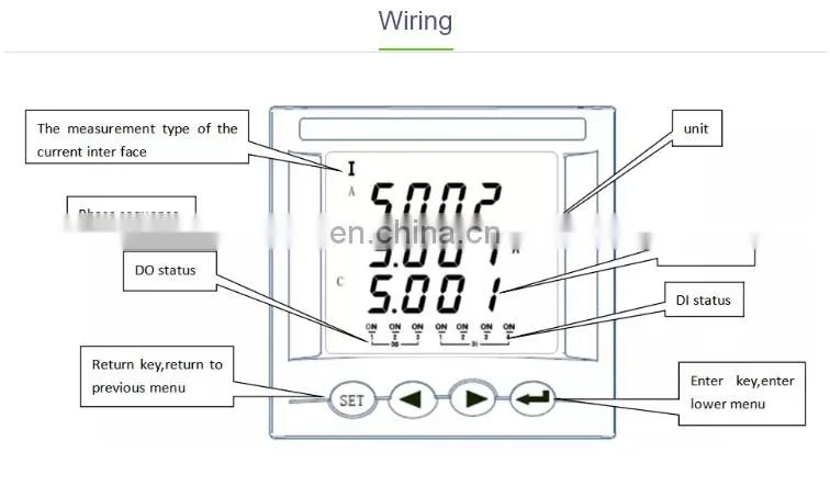 three phase Acrel AMC72L-AI3/C lcd display digital smart ammeter with RS485