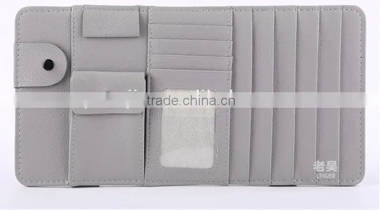 New Multi-function 7pcs Disks CD DVD Glasses Cards Sotre Case Holder Bag for Auto Vehicle Truck Sun Visor Organizer Beige