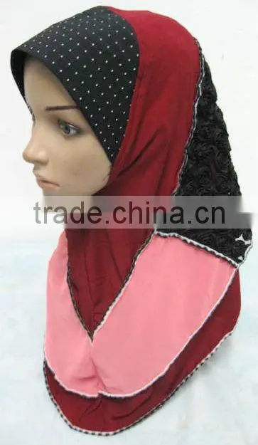 A559 Fashion modern HIGH QUALITY ISLAMIC HEADSCARF ONE PIECE flower LONG MUSLIM HIJAB