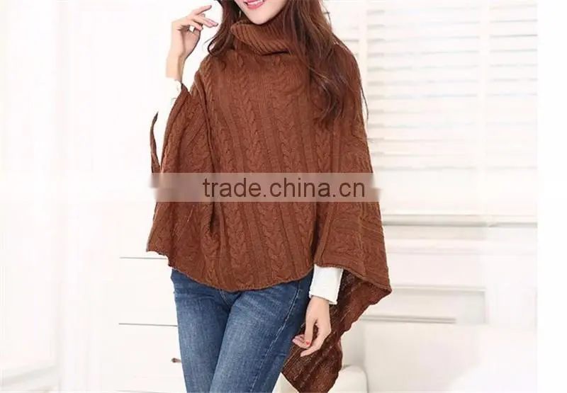 2016 ladies turtle neck women new model acrylic poncho