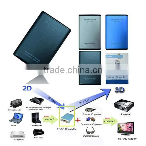 2013 Hot sale Full HD 1080P HDMI 2D to 3D Signal Converter with 3D Video Glasses, Support 3D TV / 3D Projector / 2D Normal TV Di
