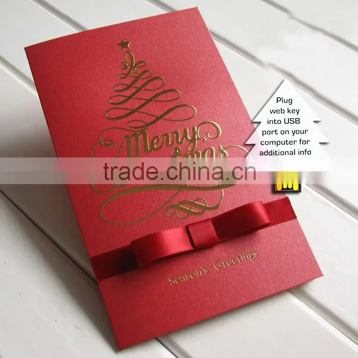 2014 New China products for sale Mordern Christmas gift paper greeting USB business card