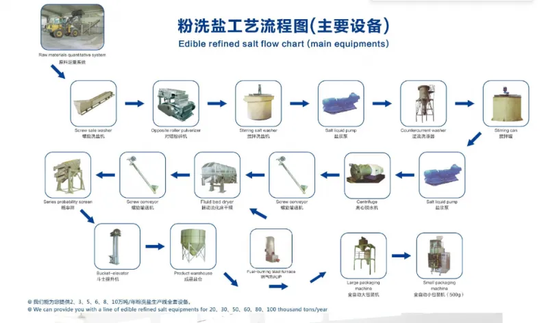 Edible Refined Salt Crushing Washing Drying Line