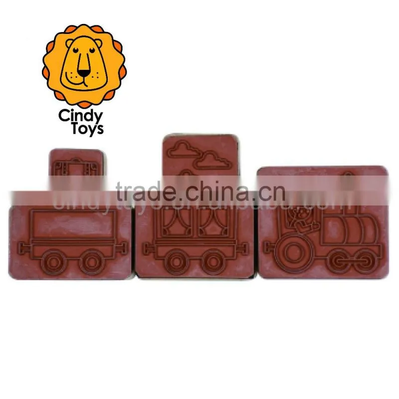 Wooden Rubber Stamps Birthday Train 5 pcs for kids