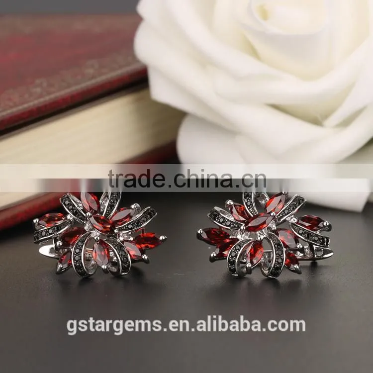 925 Sterling Silver Garnet earring english lock wholesale Hongkong&China