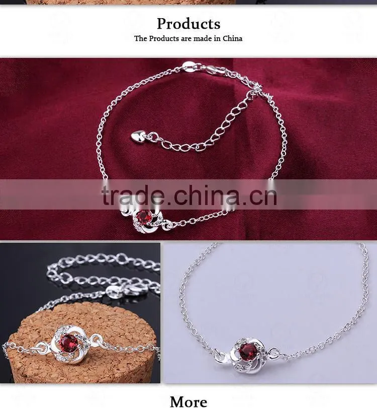 Handmade Red Zircon Brass Foot Chain Jewelry