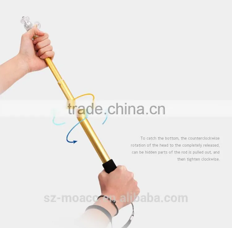 Crystal interface aluminum selfie stick with bluetooth shutter button