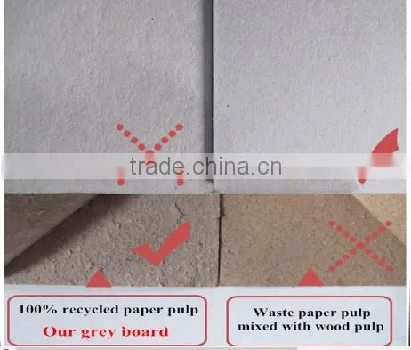 Uncoated mixed pulp 2mm Laminated duplex board with white back/230g,250g grey paper with white back