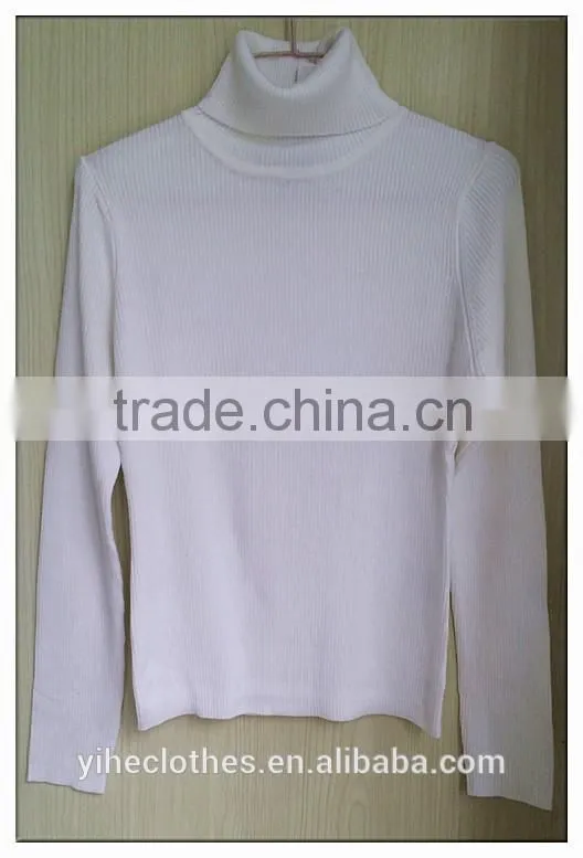 Vintage white long sleeve women's turtleneck sweater simple sweater pullover