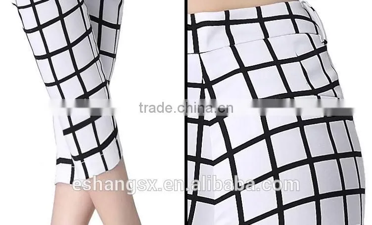 Ladies cotton check casual pants