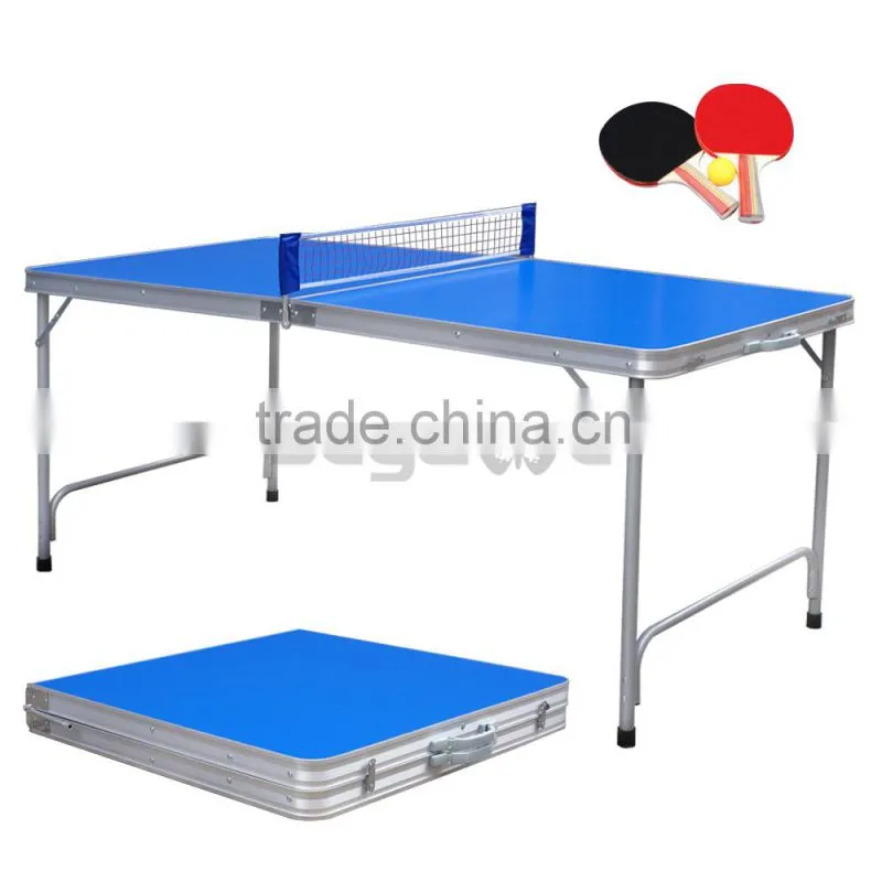 Practice Table Tennis Ping Pong Game Table Indoor Folding Midsize 2 Wood Paddle
