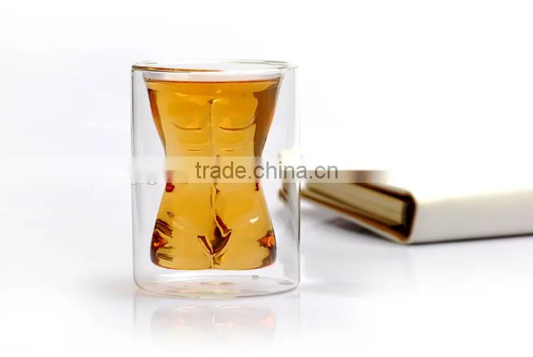 350ml handmade borosilicate double wall glass coffee cup